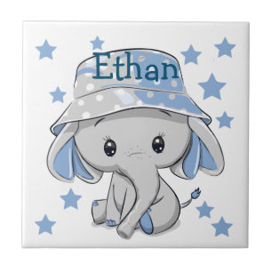 Cute Baby Elephant Boy Tile