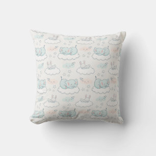 Cute Baby Elephant & Bunny Animal Pattern Cushion