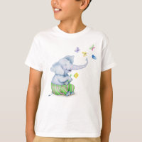 Cute Baby Elephant & Butterflies Illustration Todd
