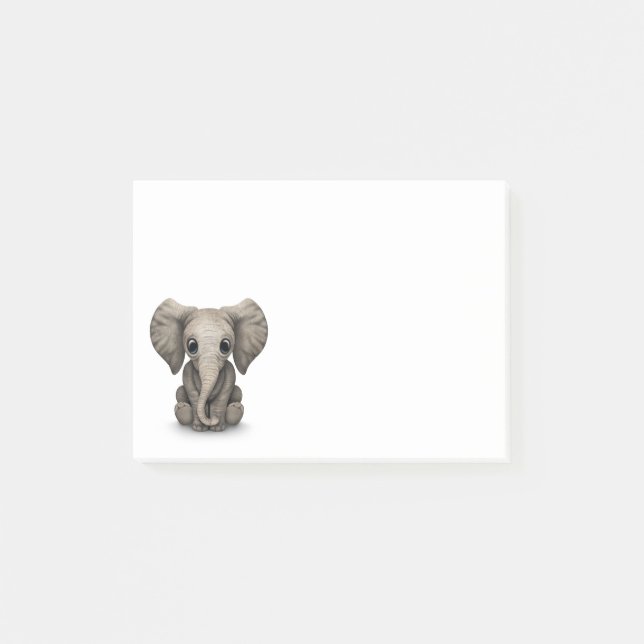 Cute Baby Elephant Calf Sitting Down Post-it Notes (Front)