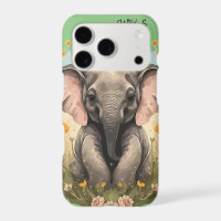 Cute Baby Elephant Calf Wildflower Wanderlust