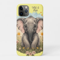 Cute Baby Elephant Calf Wildflower Wanderlust