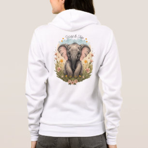 Cute Baby Elephant Calf Wildflower Wanderlust Hoodie
