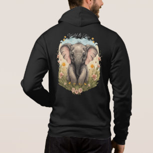 Cute Baby Elephant Calf Wildflower Wanderlust Hoodie