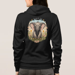 Cute Baby Elephant Calf Wildflower Wanderlust Hoodie