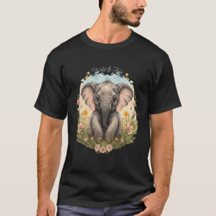Cute Baby Elephant Calf Wildflower Wanderlust T-Shirt