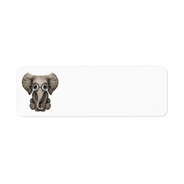 Cute Baby Elephant Calf with Reading Glasses (Front)