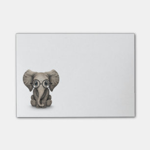 Cute Baby Elephant Calf with Reading Glasses Post-it Notes