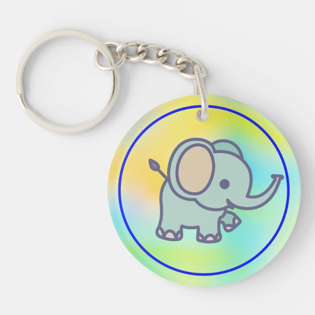 Cute Baby Elephant Cartoon-47767 Key Ring (Front)