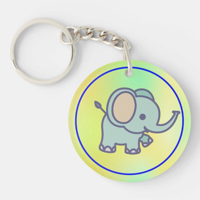 Cute Baby Elephant Cartoon-47767 Key Ring (Front)