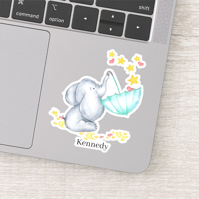 Cute Baby Elephant Catching Falling Stars Vinyl (Detail)