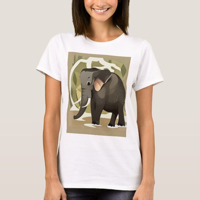 Cute Baby Elephant Child Art T-Shirt (Front)
