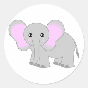 Cute Baby Elephant Classic Round Sticker