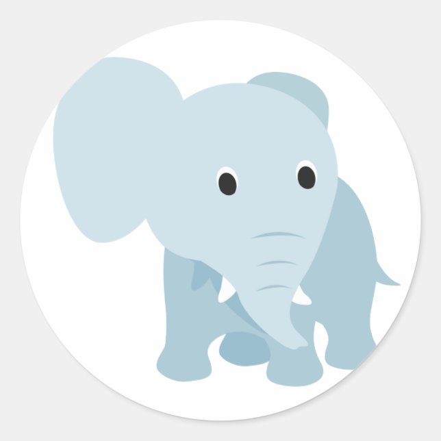 Cute Baby Elephant Classic Round Sticker (Front)