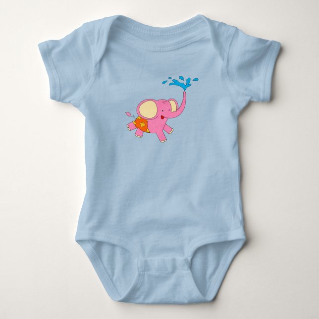 Cute Baby Elephant Design Element Baby Bodysuit (Front)