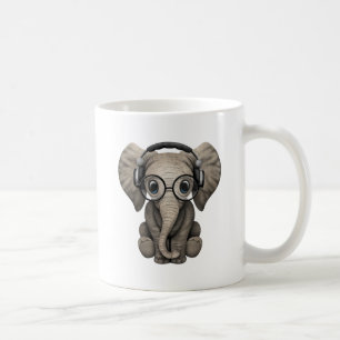Cute Baby Elephant Dj Wearing Headphones Coffee Mug