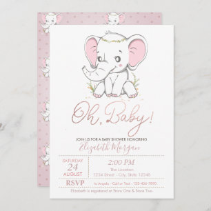 Cute Baby Elephant Dots Baby Shower Invitation