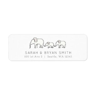 Cute Baby Elephant Family Return Address
