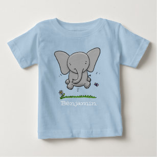 Cute baby elephant flying cartoon illustration baby T-Shirt