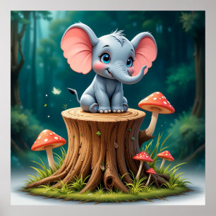 🐘 Cute Baby Elephant Gift For Kids Room 🎁 Poster