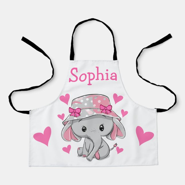 Cute Baby Elephant Girl  Apron (Front)