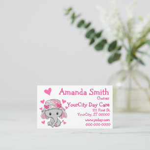Cute Baby Elephant Girl Business Card