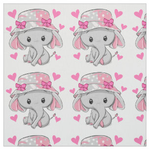 Cute Baby Elephant Girl Fabric