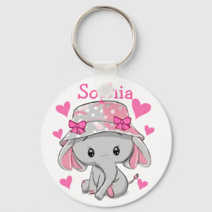 Cute Baby Elephant Girl Key Ring