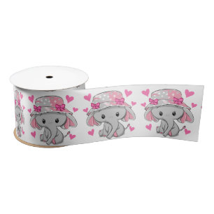 Cute Baby Elephant Girl  Satin Ribbon
