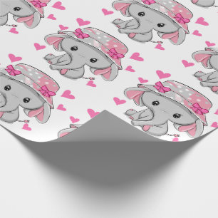 Cute Baby Elephant Girl  Wrapping Paper
