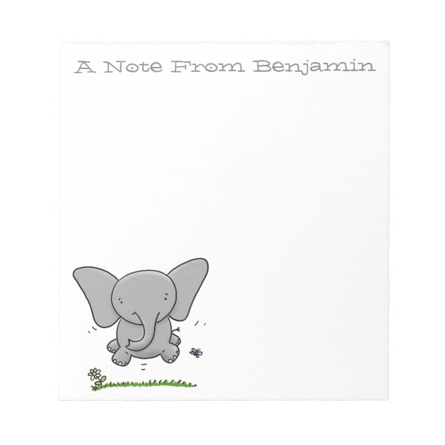 Cute baby elephant green cartoon illustration notepad (Front)