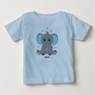 Cute baby elephant in blue, hand drawn, T-Shirt