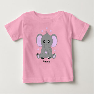Cute baby elephant in pink for girls baby T-Shirt