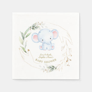 Cute Baby Elephant Jungle Greenery Baby Shower    Napkin