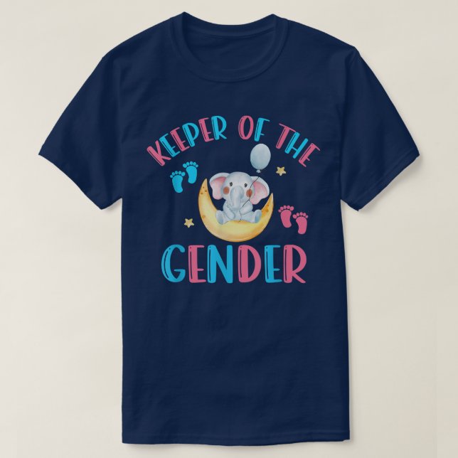 Cute Baby Elephant Keeper of Gender Reveal Party M T-Shirt (Design Front)