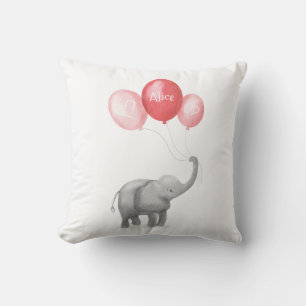 Cute baby elephant nursery cushion (pink)