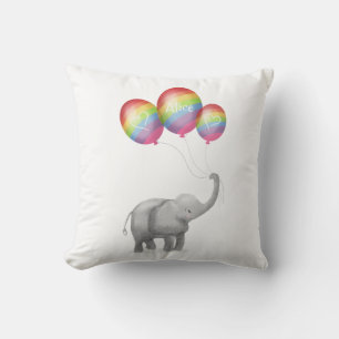 Cute baby elephant nursery cushion (rainbow)