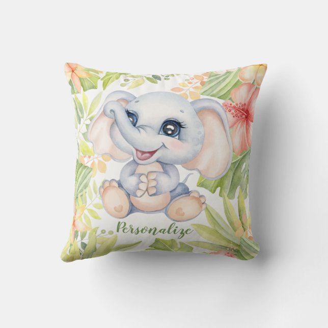 Cute Baby Elephant Nursery Decor Cushion (Back)
