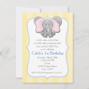 Cute Baby Elephant Party Shower Invitation