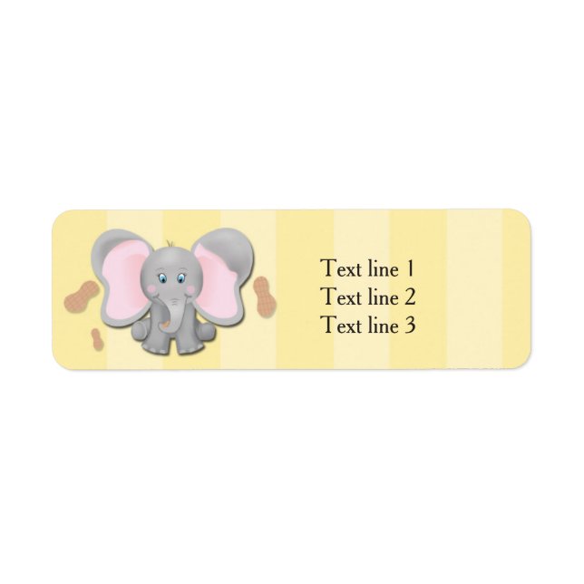 Cute Baby Elephant & Peanuts Party Address Labels (Front)