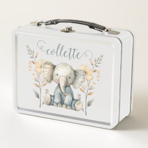 Cute Baby Elephant Personalized Metal Lunch Box