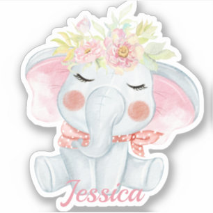 Cute Baby Elephant Pink die cut