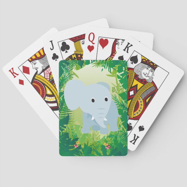 Cute Baby Elephant Playing Cards (Back)