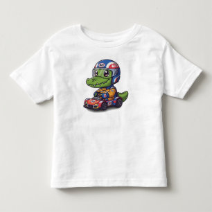 Cute Baby Elephant Race Car Driver Toddler T-Shirt