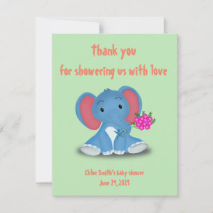 Cute baby elephant send thank you flowers card