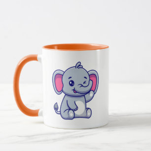 Cute Baby Elephant Sitting Cartoon-23800 Mug