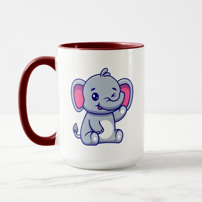 Cute Baby Elephant Sitting Cartoon-23800 Mug (Left)