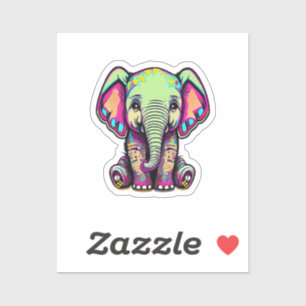 Cute Baby Elephant sitting digital illustration