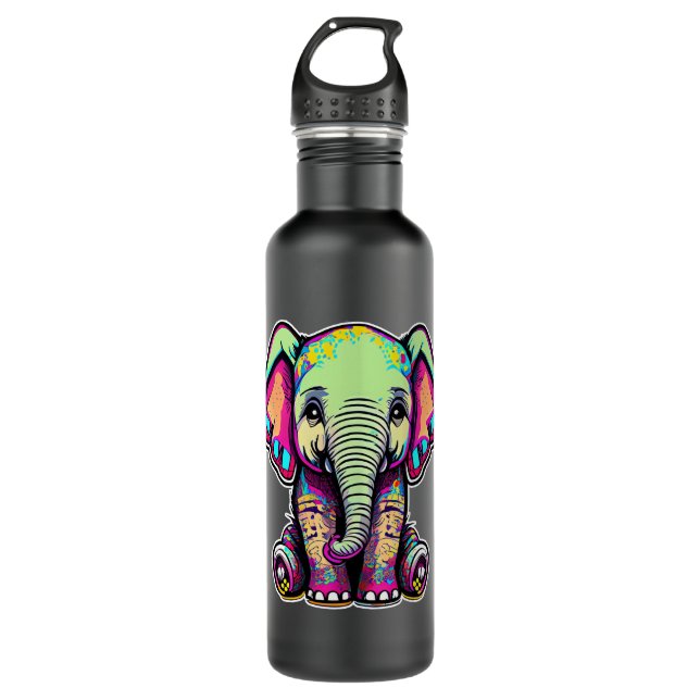 Cute Baby Elephant sitting digital illustration 710 Ml Water Bottle (Front)