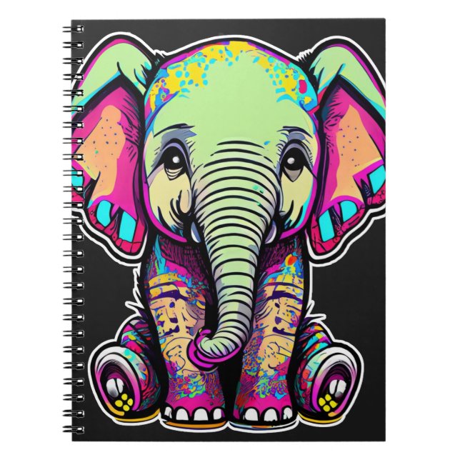 Cute Baby Elephant sitting digital illustration Notebook (Front)